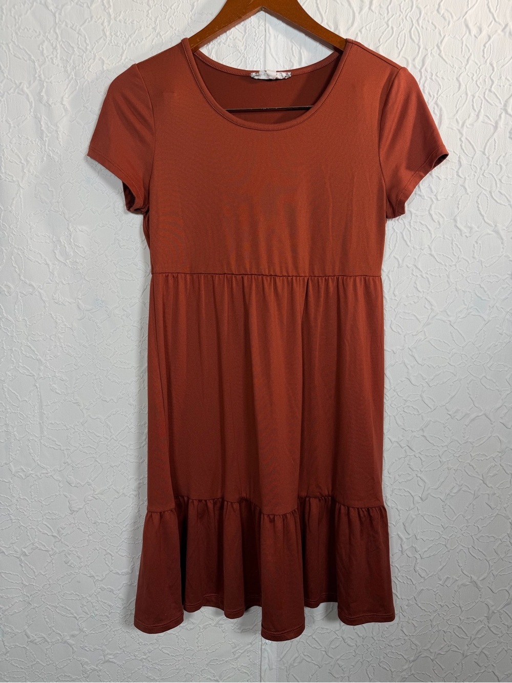 Pink Rose Soft Flowy Baby Doll Ruffle Hem Swing Dress Sz M